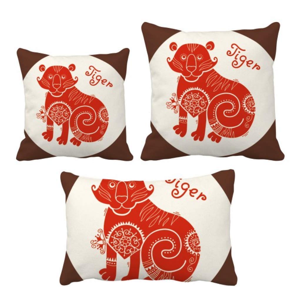 Coussin Année du Tigre rouge avec insert pour décoration canapé et maison