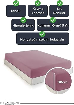 Lastikli Çarşaf Hipoalerjenik%100 Pamuk Penye Kumaş Çift Kişilik 200x200 Lila, LUXCARSAF