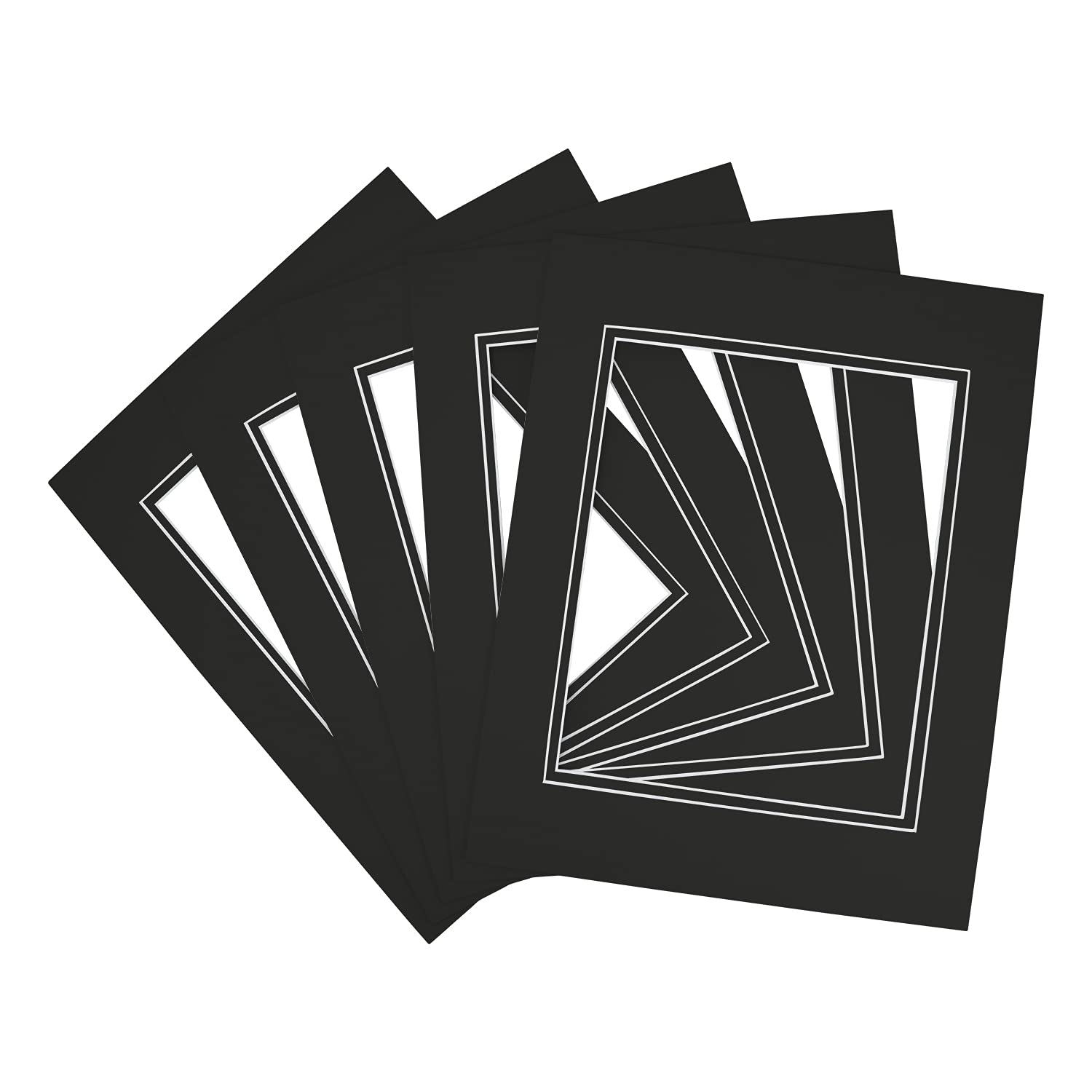 Golden State Art, 11x14 Double Mats for 8x10 - for Photos, Pictures, Frames - Acid-Free, 5 Pack, Black Over Black-image-40