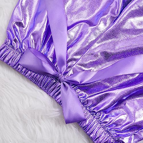 Baby Girls Metallic Shorts Sparkle Shiny Toddler Shorts PU Faux Leather Elastic Waist with Cute Headbands4