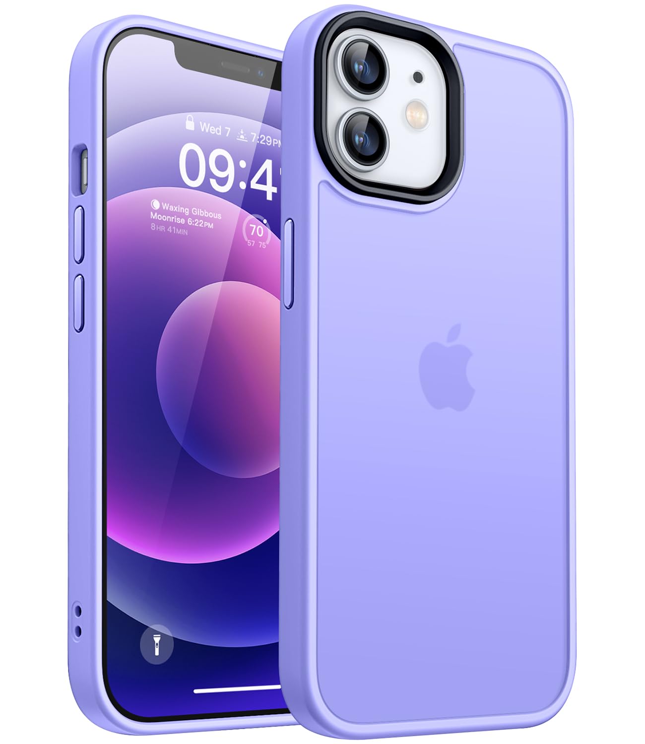 CANSHN Cover Opaca per iPhone 12 e iPhone 12 Pro(6,1 Pollici), Custodia Traslucida Opaca Protettiva Sottile Antiurto - Viola Chiaro