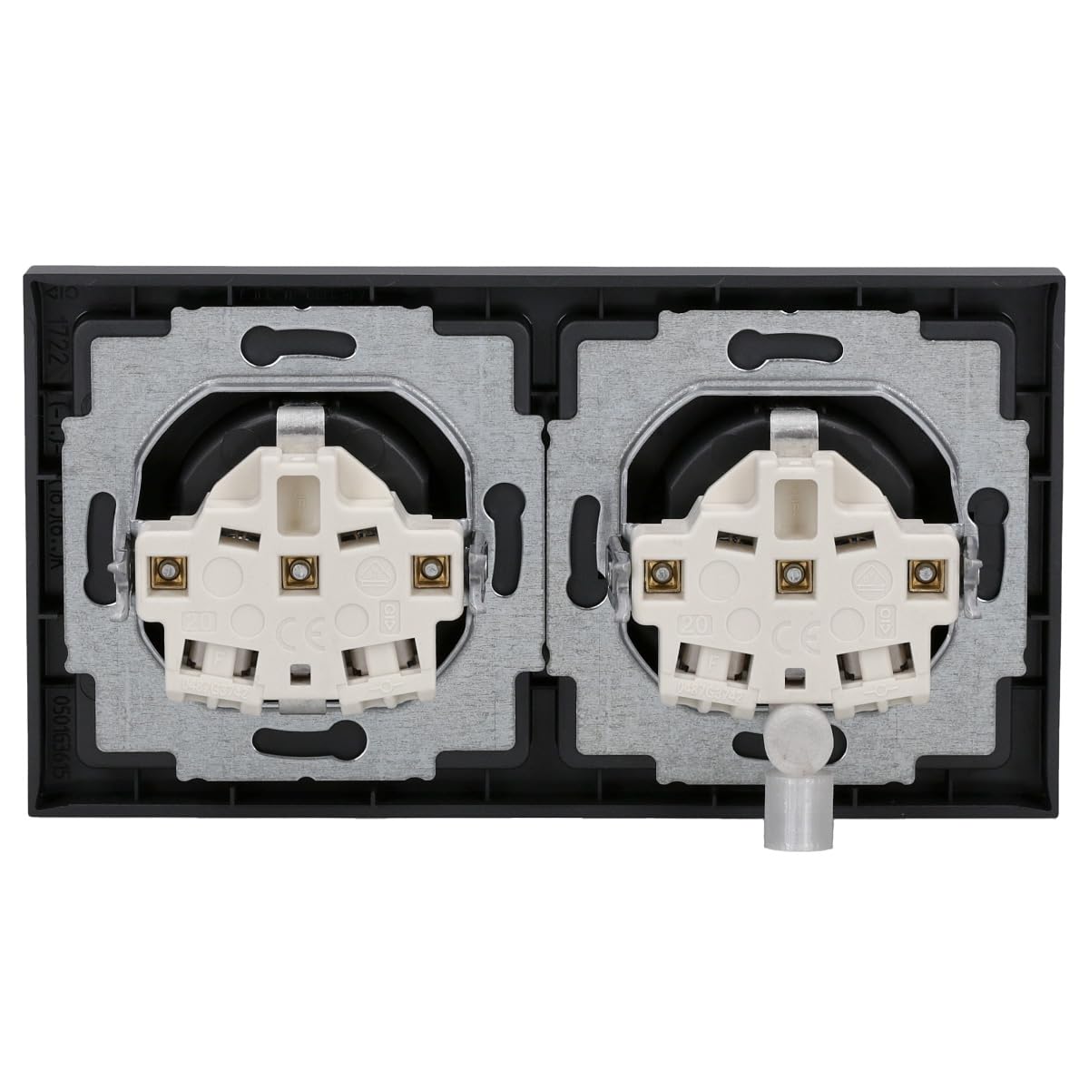 Busch-Jaeger future® linear Komplett-Set: 2x 20 EUC-885 SCHUKO® Steckdosen-Einsatz + 1722-885K Abdeckrahmen 2-fach, Future Linear schwarz matt 55x55 mm