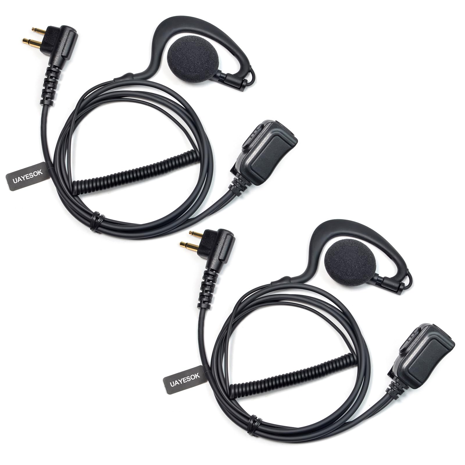 UAYESOK Auricolare radio a forma di G per Motorola 2 pin, auricolare walkie-talkie di sicurezza con microfono PTT per Motorola XT420 XT460 CP040 DP1400 GP300 GP88 Hytera PD405 PD505 Radio bidirezional