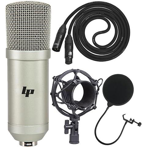 LyxPro Condenser Microphone with Shockmount, XLR Cable, Pop Filter Cover