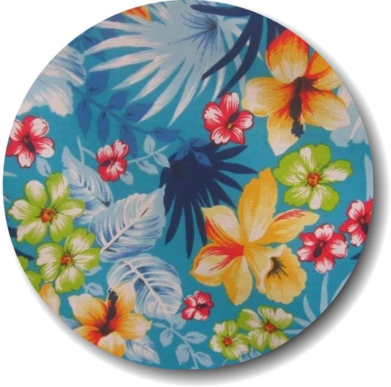 Hawaiian Print Poly Cotton Fabric 65% Cotton & 35% Polyester | 60 Inches Wide Fabric | Perfect for Wedding Decorations, Tablecloth, Runners and Curtain Panels (Blue-5 Yards)