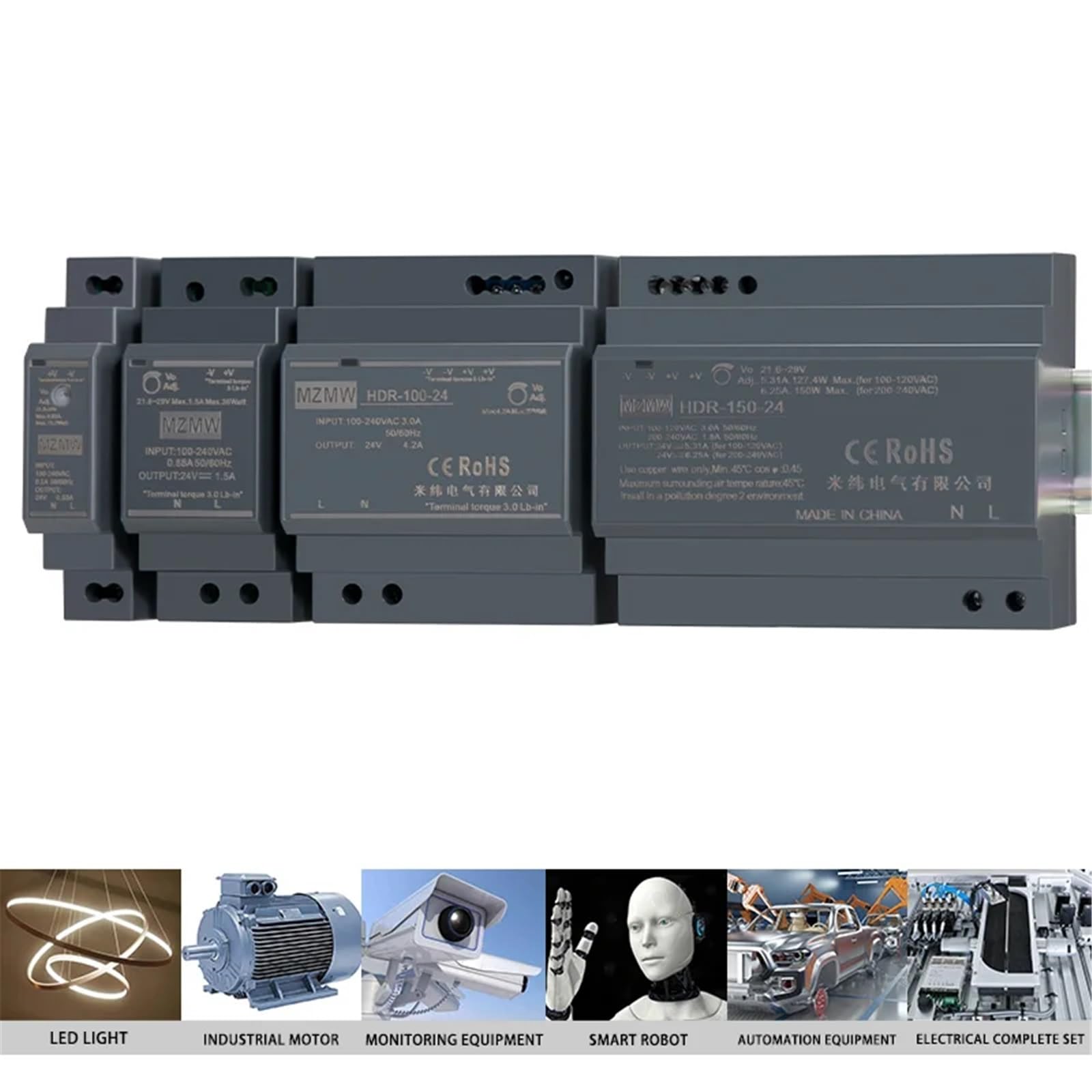 Zasilacz przełączany HDR na szynę DIN, seria 60 W AC na DC, 100-240 V AC, 12 V, 24 V DC, adapter oświetleniowy, transformator przemysłowy (24 V_60 W)
