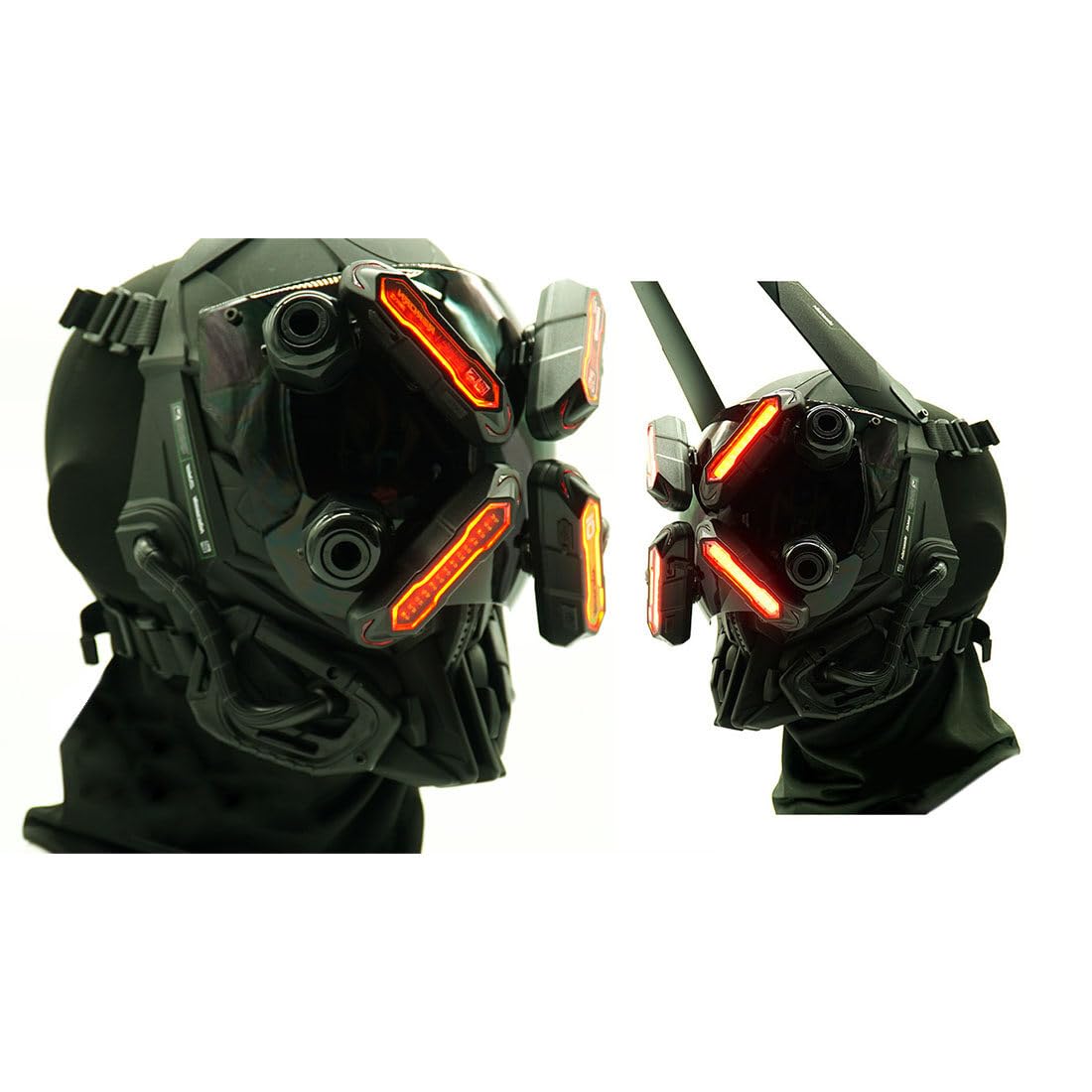 OYDL Cosplay Helmet for Men, Futuristic Tech Punk Mask with LED Light for Cyberpunk Cosplay: Type D