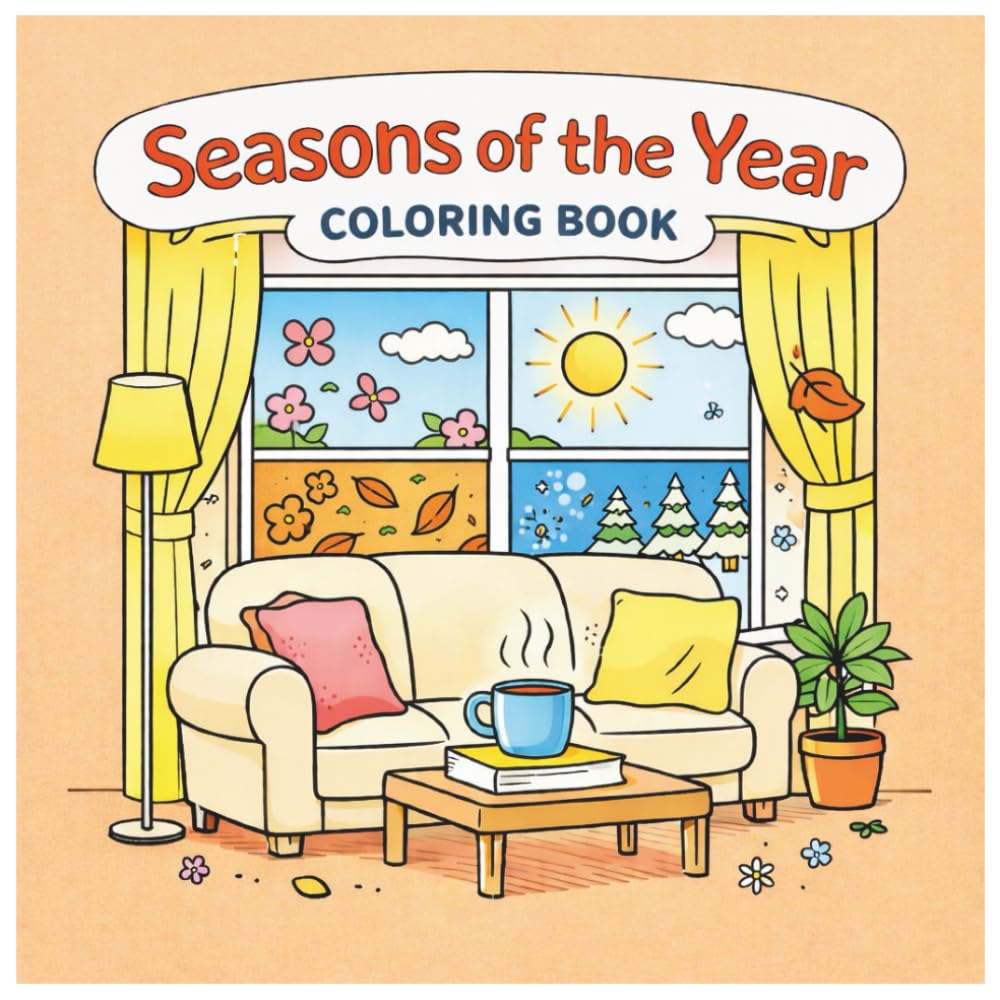 Cozy Seasons Coloring Book: Relaxing Cozy Scenes for Stress Relief • Easy, Bold-Line Coloring for Adults & Teens