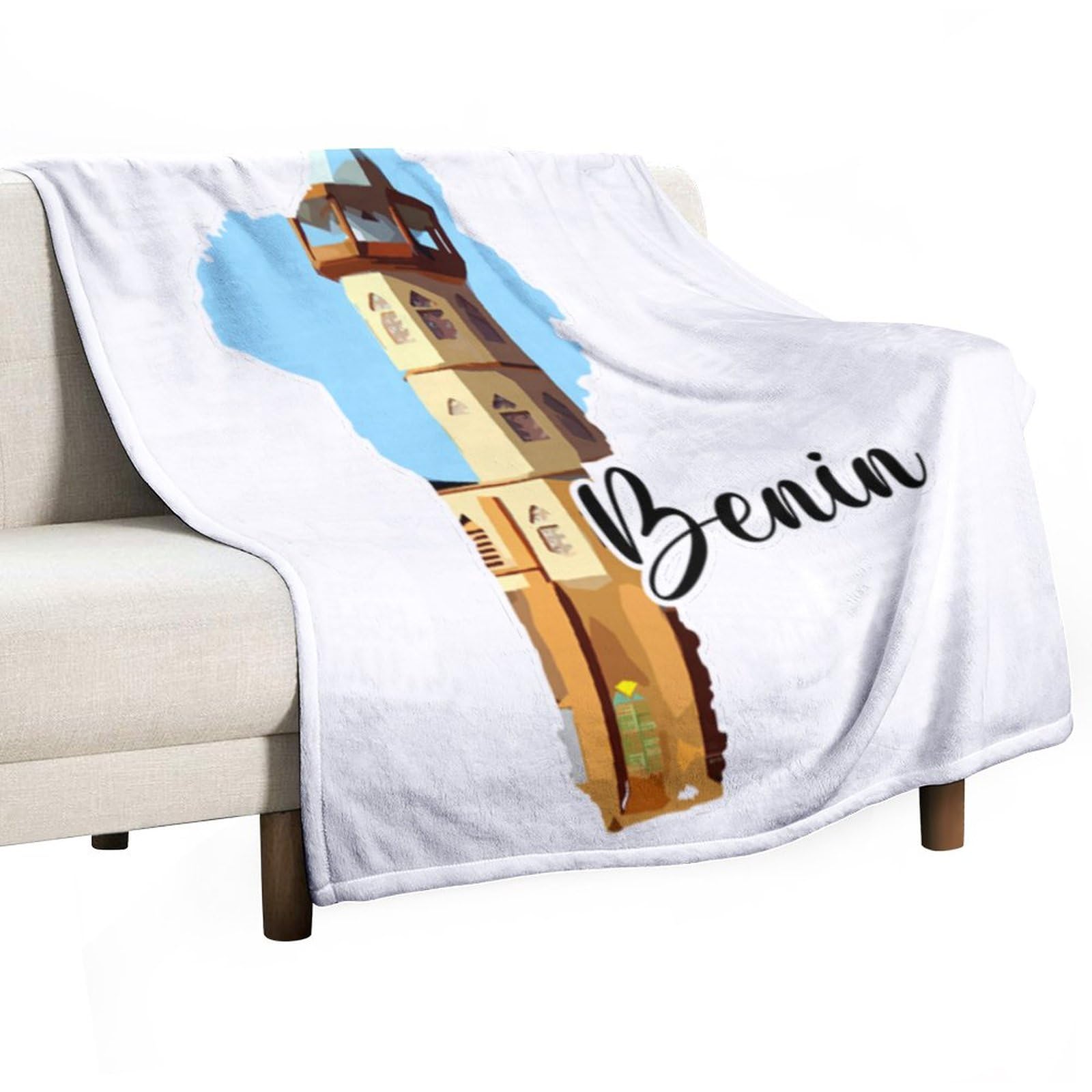 Couverture polaire Bénin plaid haut de gamme motif architecture célèbre