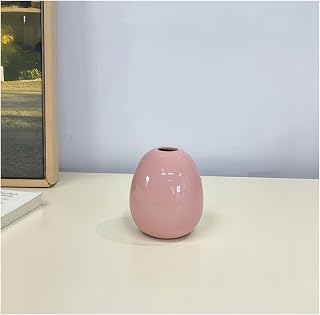 Therapeutic Ceramic Vase - Egg-Shaped Design, Macaron Color Series, Nordic Home Decor for Flowers, Living Room & Bedroom Aesthetic Ornament (Mint Green/Avocado (red Bean Pink)