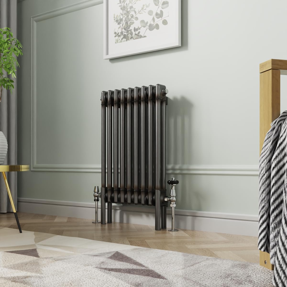 NRG Traditional Horizontal Cast Iron Style Radiator Raw Metal Double Column 600 x 425mm Central Heating Bathroom Designer Radiators Rad