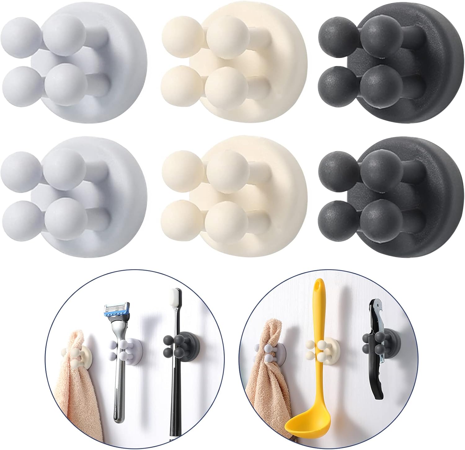 HANLIAN MultiPurpose Damage Free Hanging Hooks, Adhesive Silicone