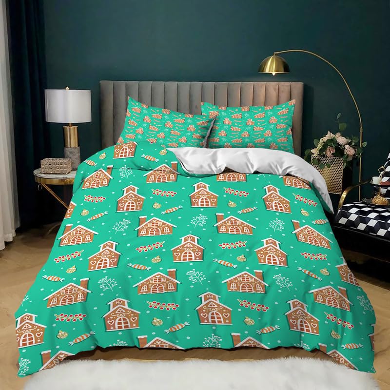 Parure de lit 220x240 adulte cyan et housse de couette Noël douce