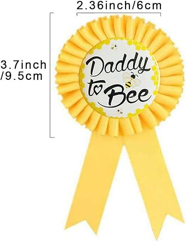 Miniatura 6 de Decoraciones para baby shower, banda dorada con texto en inglés "Mommy to Bee" y "Daddy to Bee", kit combinado de insignia de hojalata para baby