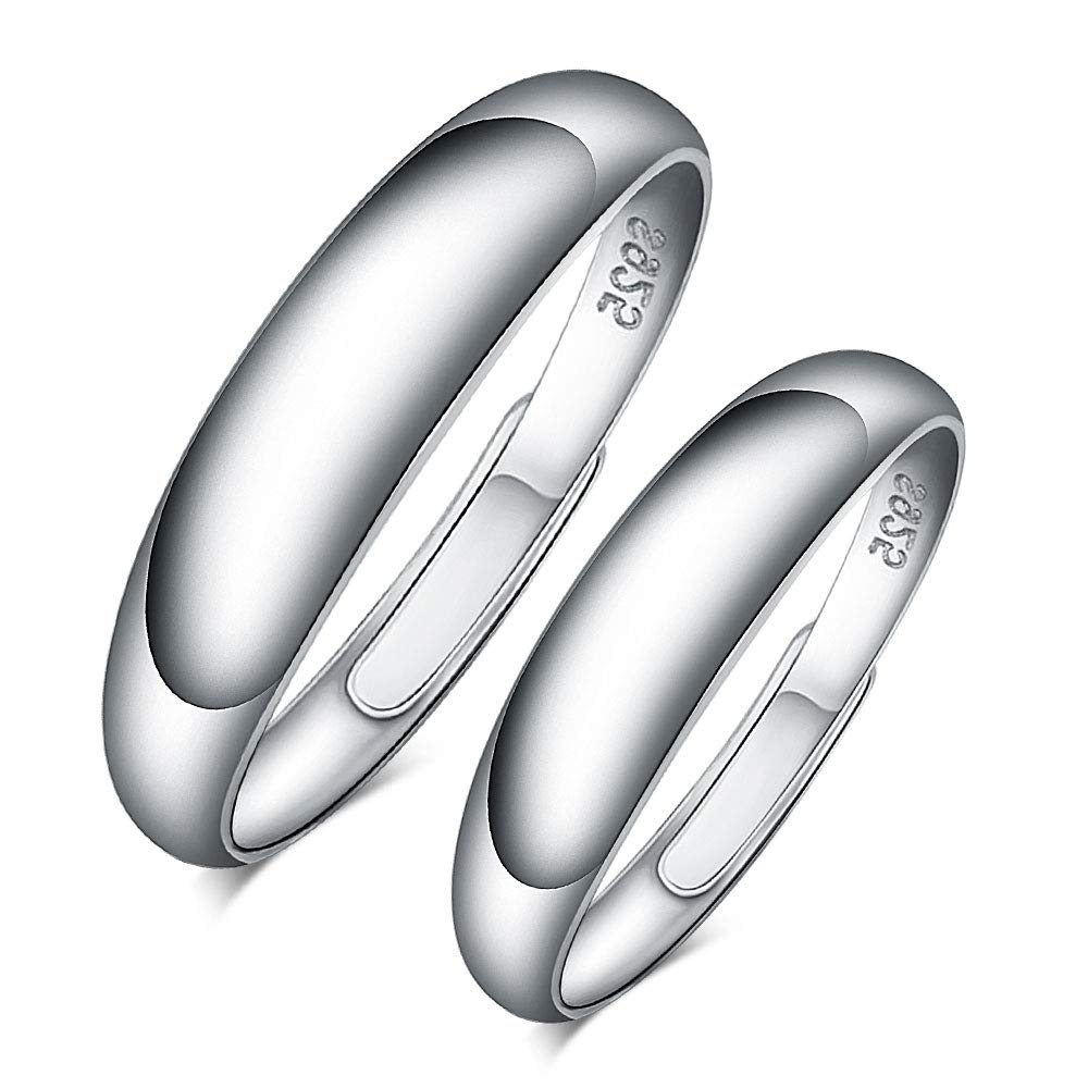 CPSLOVE Anillo de plata de ley 925 para pareja, anillo simple para hombre y mujer, tamaño ajustable, Anillo de bodas, Anillo de compromiso elegante