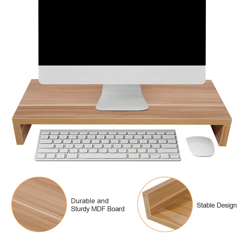 Support D'Écran D'Ordinateur Avec Tiroirs En Bois - Gain De Place Pour Bureau, Étude, Organisation Du Matériel