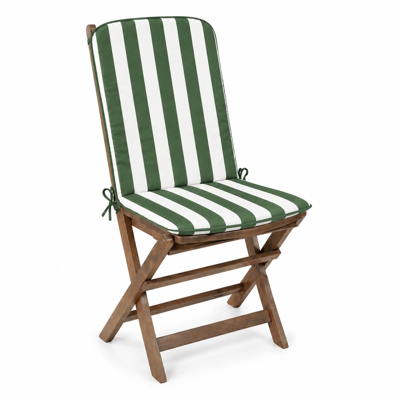 PARAMAISON Cuscino Sedia con Schienale 45x90 cm, Coprisedia Giardino Imbottito 3 cm, con Laccetti ed Elastico Antiscivolo, Universale per Sedie da Esterno | Verde