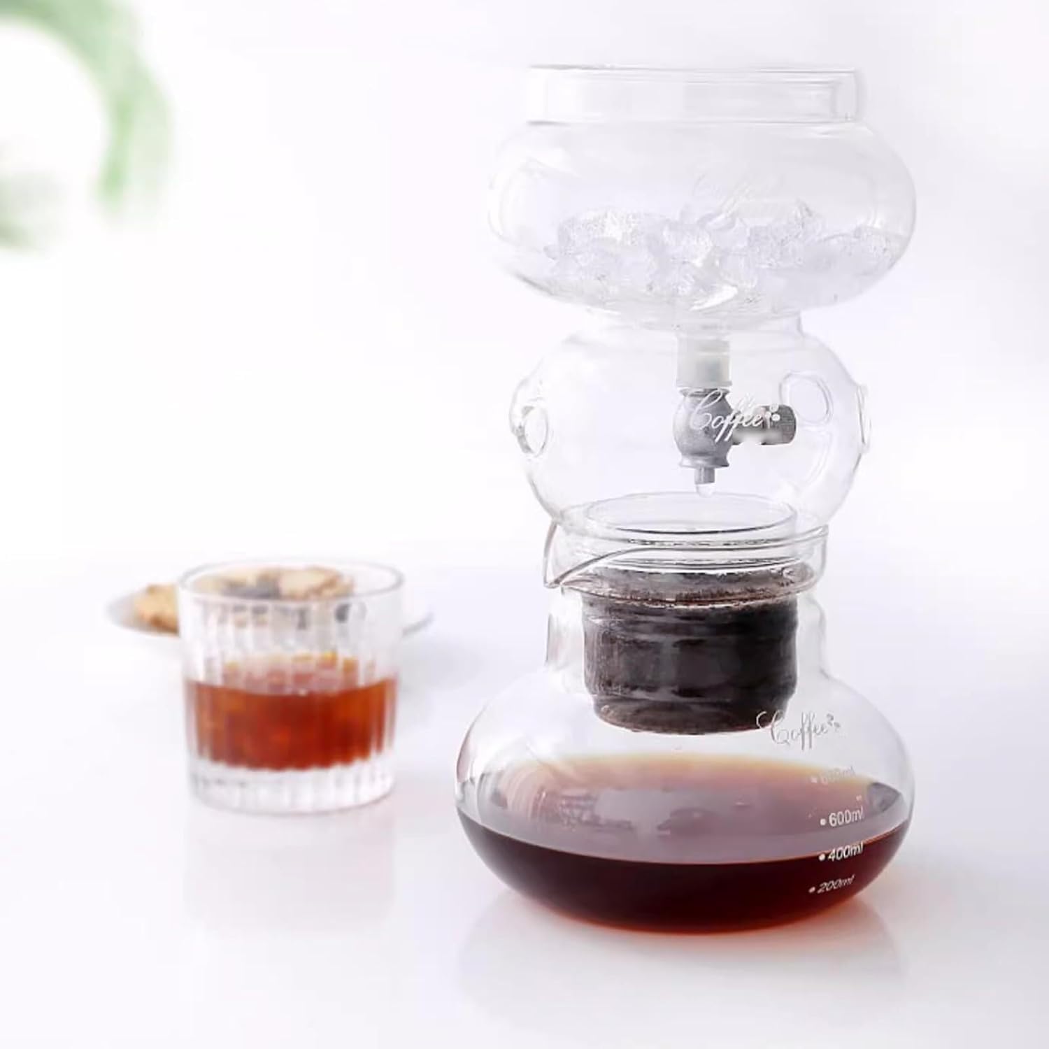 Ice Cold Brew Dripper Coffee Maker, Cold Brew Drip Tower, 800ml Glass Pot, with Adjustable Dropping Speed, Easy To Clean, for Home Office, Makes 4-6 Cups