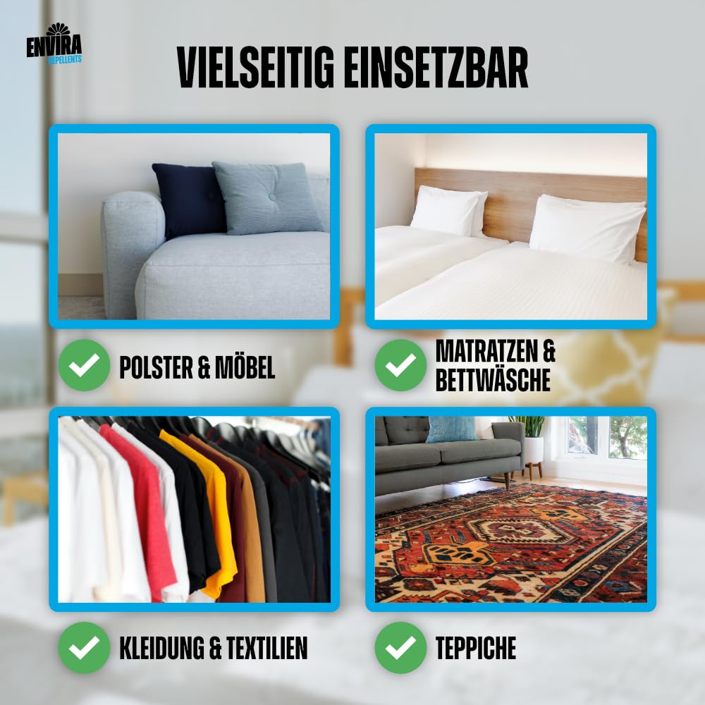 Envira Milben Abwehrspray 500 ml + 5 Liter - Spray mit Langzeitwirkung gegen Milben & Hausstaubmilben - Milbenschutz für Matratzen - Mittel gegen Milben in der Wohnung