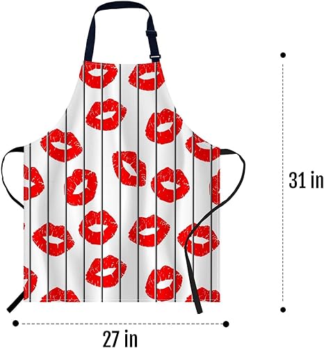 Miniatura 5 de oFloral Delantal de labios de rejilla, delantal ajustable para cocina, cocinero, mujeres y hombres, delantales para cocina en casa, restaurante,