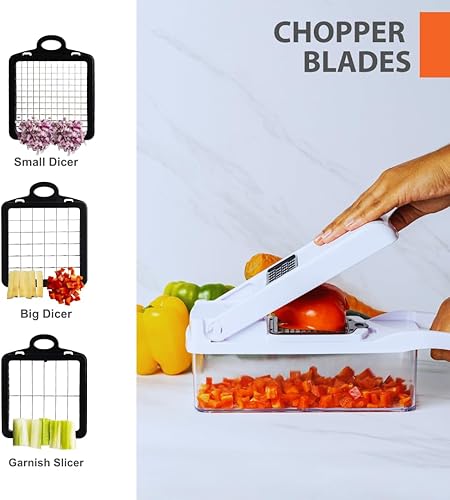 Miniatura 8 de MURE Pro - Picador de verduras 12 en 1, picador de verduras de 8 cuchillas, picador de verduras con recipiente, picador de alimentos con recipiente,