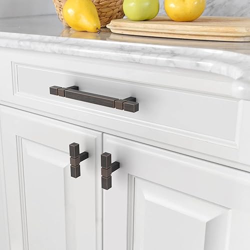 Miniatura 10 de Amerdeco Paquete de 10 tiradores de gabinete de latón antiguo de 3-34 pulgadas con agujero central para gabinete, manijas de gabinete de cocina para