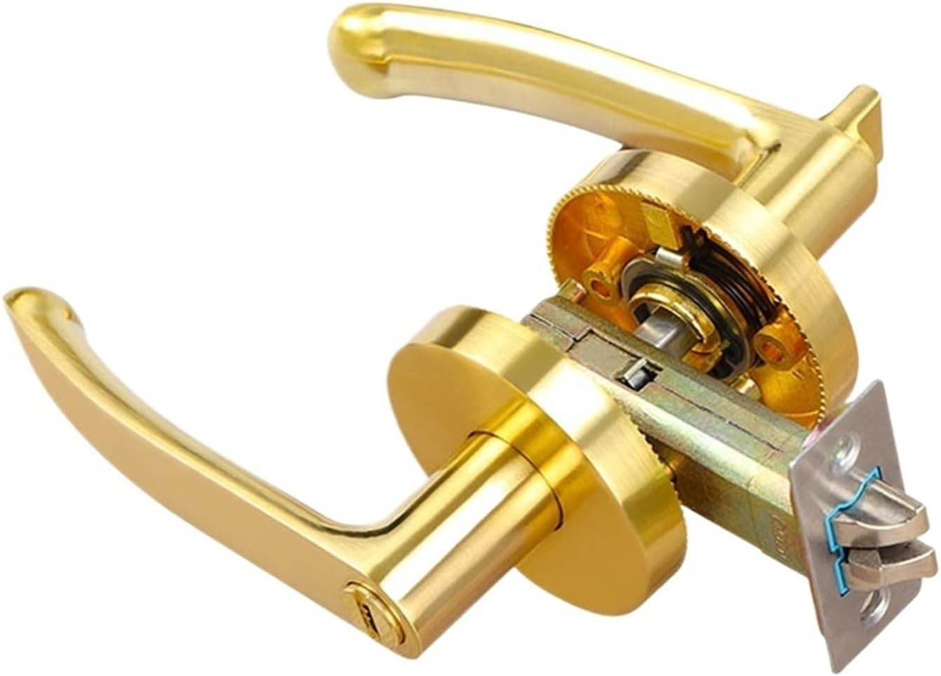 Household Door Lock Door Handle zinc Alloy Three-Pole Handle Lock(Orange)