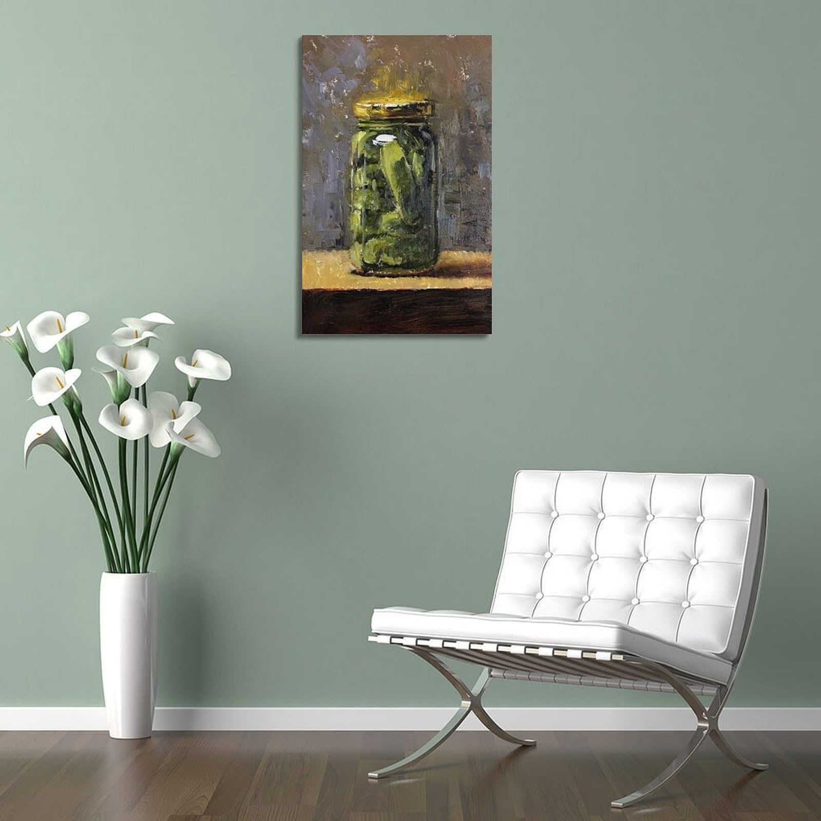 DLJGDS Ölgemälde mit eingelegter Gurke, Stillleben, Gemüse, dekoratives Gemälde, Leinwand, Wandposter und moderne Familienschlafzimmer-Dekoration, 60 x 90 cm