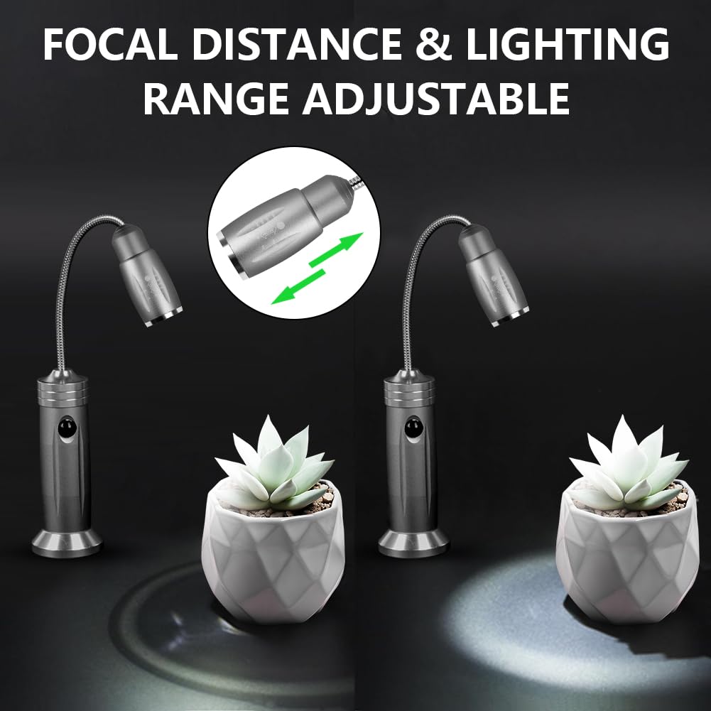 2PCS Luz de Parrilla, Luz de Parrilla Accesorios Barbacoa, LED Luz de Parrilla Magnética, con Caja de Almacenamiento, para Parrilla, Camping, Taller, Garaje（Modelo Telescópico）