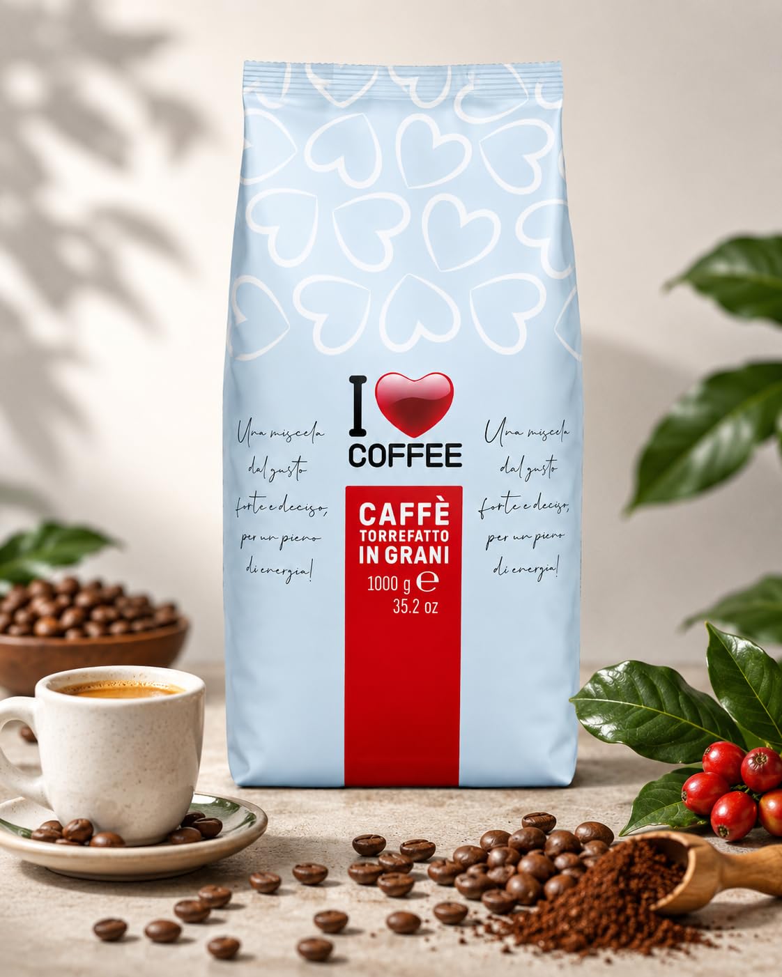 ILOVECOFFEE Miscela Rossa Caffè in Grani Tostatura Media 3 kg | Tostatura Media, Miscela Rossa