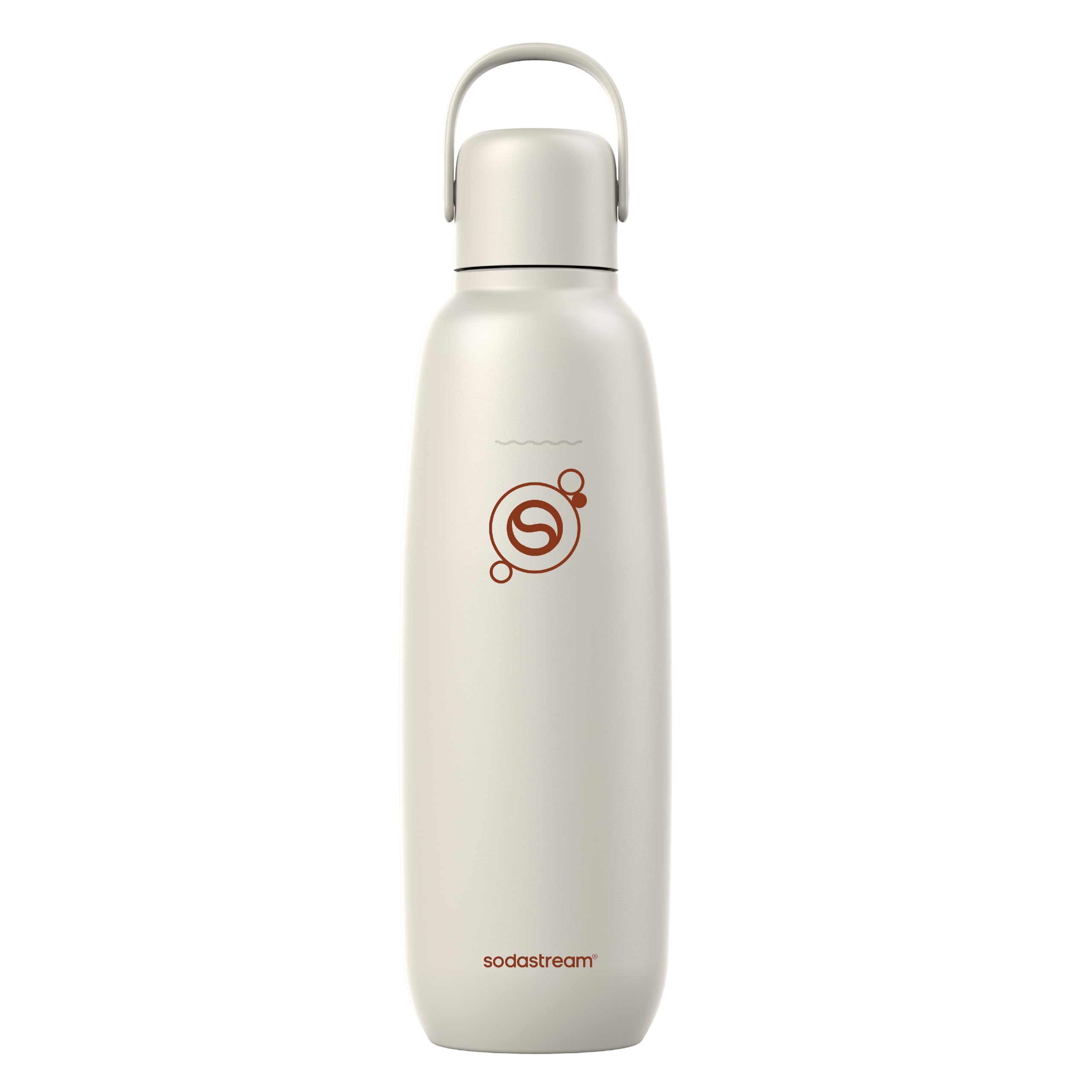 SodaStream Fizz & Go Cool, Stainless Steel Carbonated Water Bottle 0.9L, Insulated Metal Bottle for Sparkling Water, Compatible with TERRA, ART, ENSO & More in Sand Beige