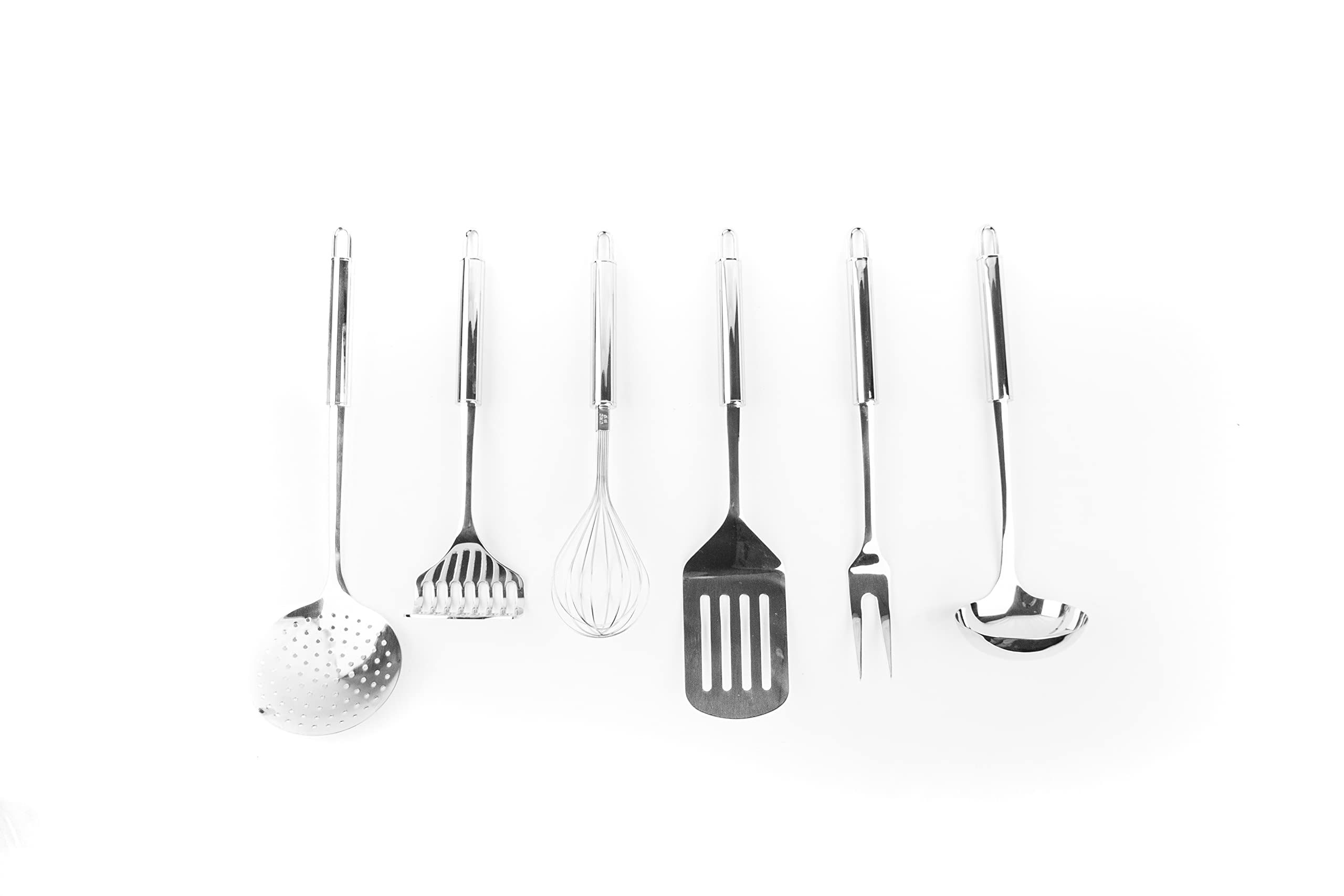 Set di 6 utensili da cucina e gancio – Acciaio inox