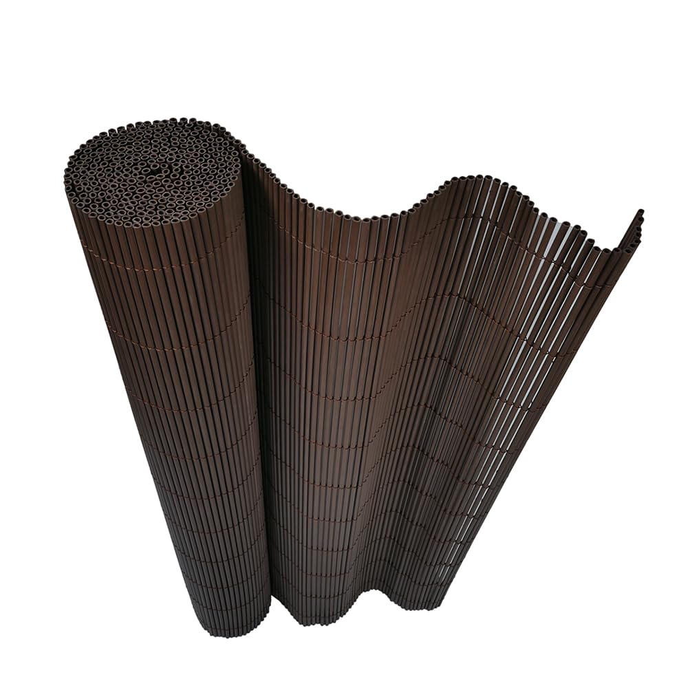Mazovia Frangivista Balcone PVC 100x300 cm Marrone Effetto bambù Resistente Intemperie Raggi UV Frangivento Coperture Ombreggiante