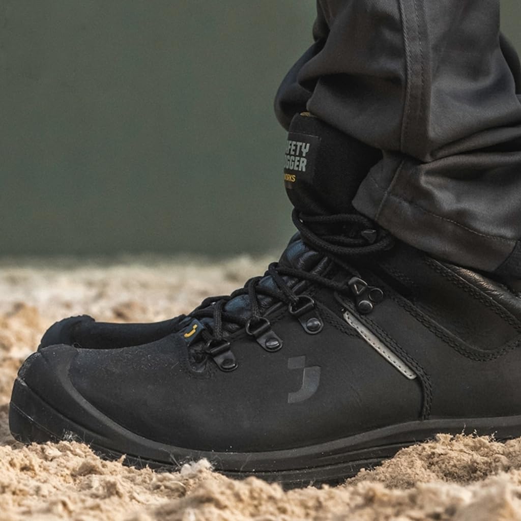 SAFETY JOGGER Obuwie ochronne - Vesuvio S3 - wodoodporne skórzane buty robocze ze stalowym noskiem, antypoślizgowa podeszwa, odporna na przebicie, dla mężczyzn i kobiet, czarny, 43 EU