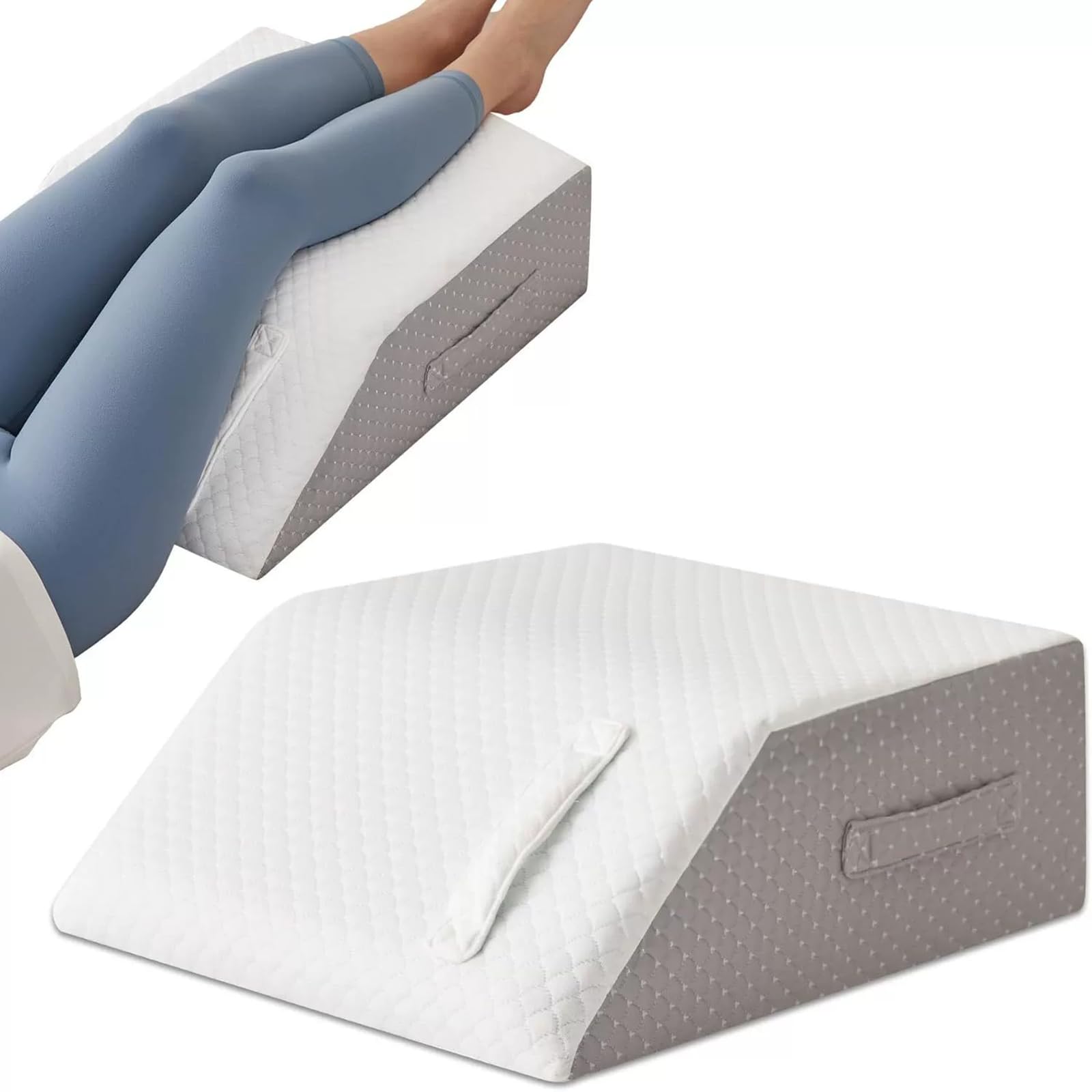 Almohada para piernas, cuña elevar piernas, cojin piernas Dormir de Espuma viscoelástica,Blanca,60 * 53 * 20.5cm