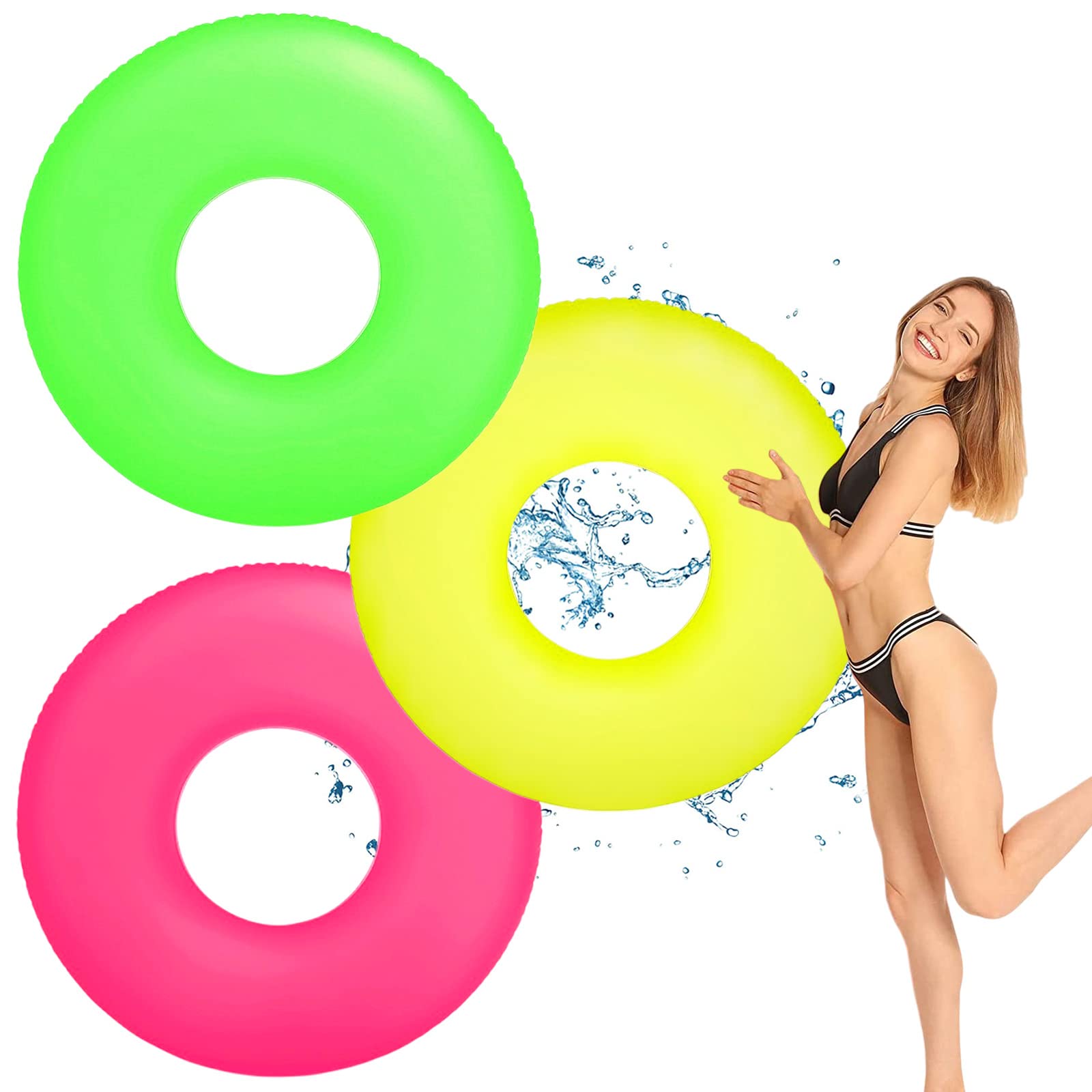 Inflatable Pool Floats Swimming Rings Tubes for Kids Adults,3pcs Kids Rubber Ring for Swimming,Inflatable Wheel Pool Tube Raft Swim Ring Floaties for Kids Swimming Pool Summer Beach Water Party