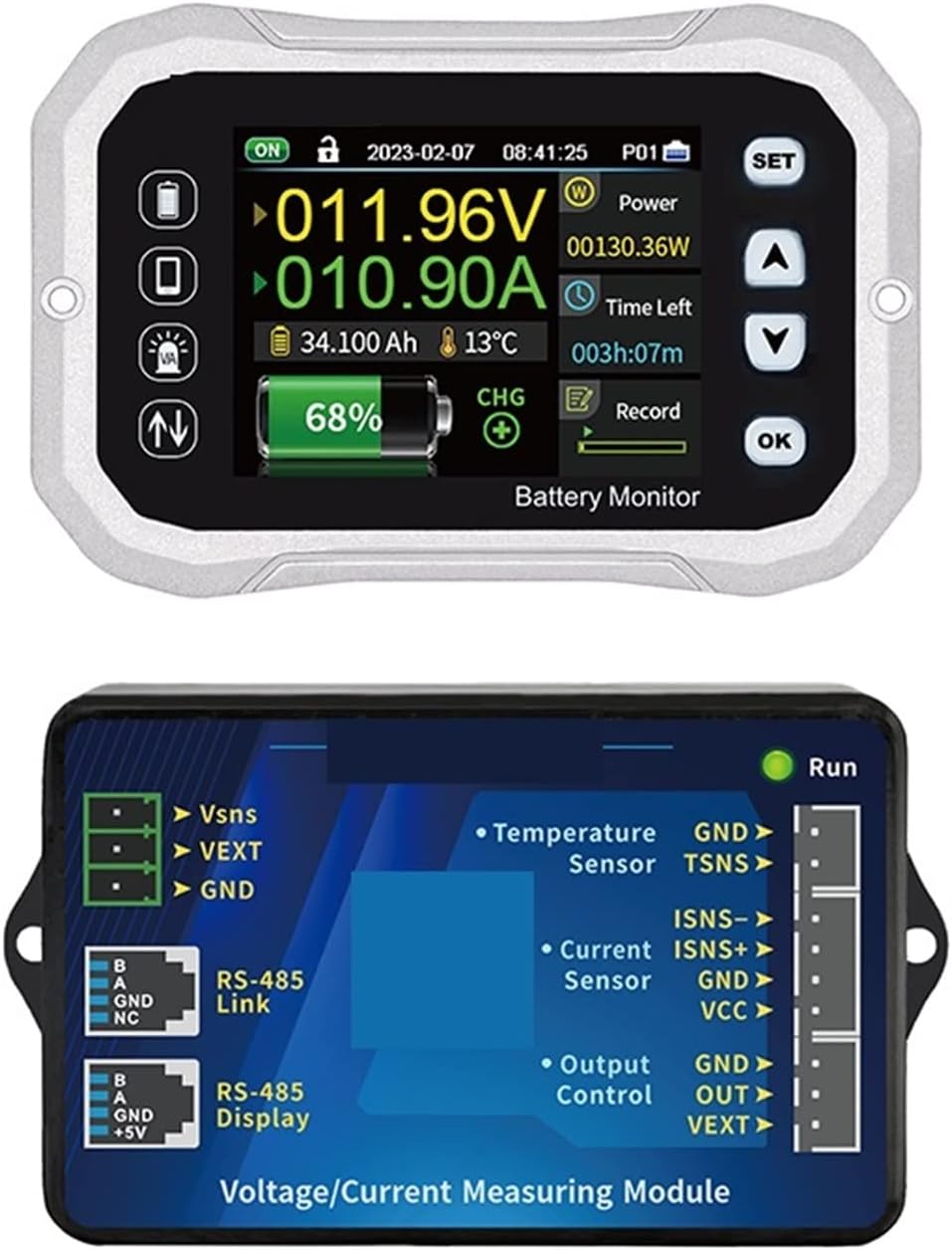 Circuit Breakers KH140F Battery Monitor 0-120V 400A Voltage Current Tester Capacity Indicator RV Battery VA Coulomb Meter Energy Meter(KH160F 0-120V 0-600A)