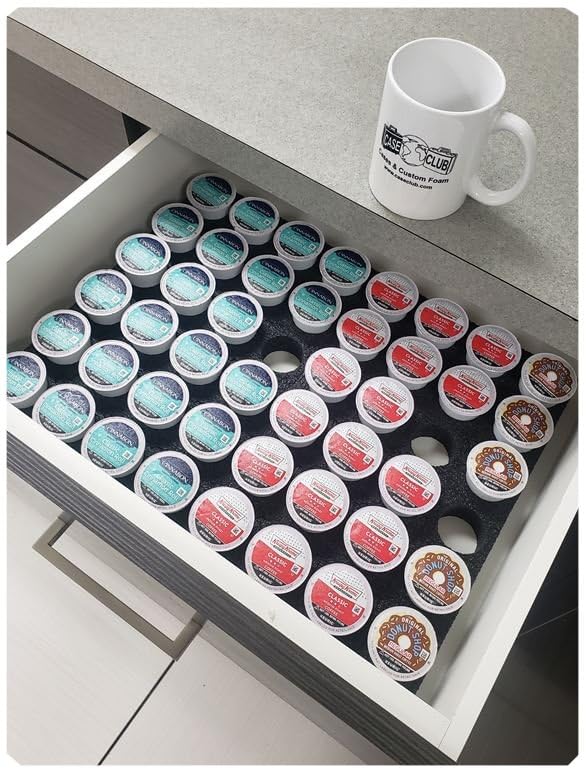 Case Club La espuma se adapta a K-Pods en el organizador de cajones. Se adapta a cápsulas de café Keurig, se adapta a la mayoría de