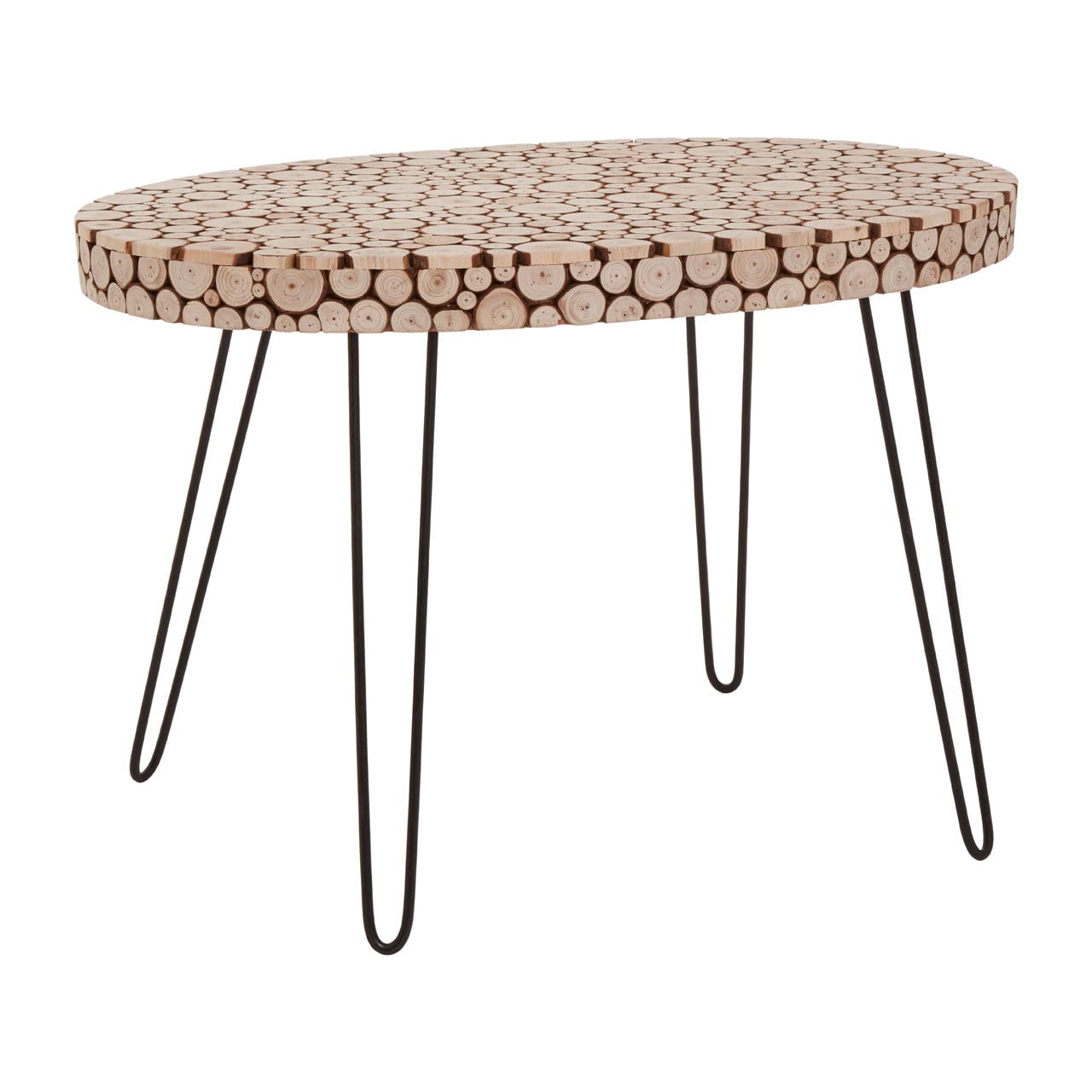 Lacuna Fir Wood Oval Coffee Table - Black