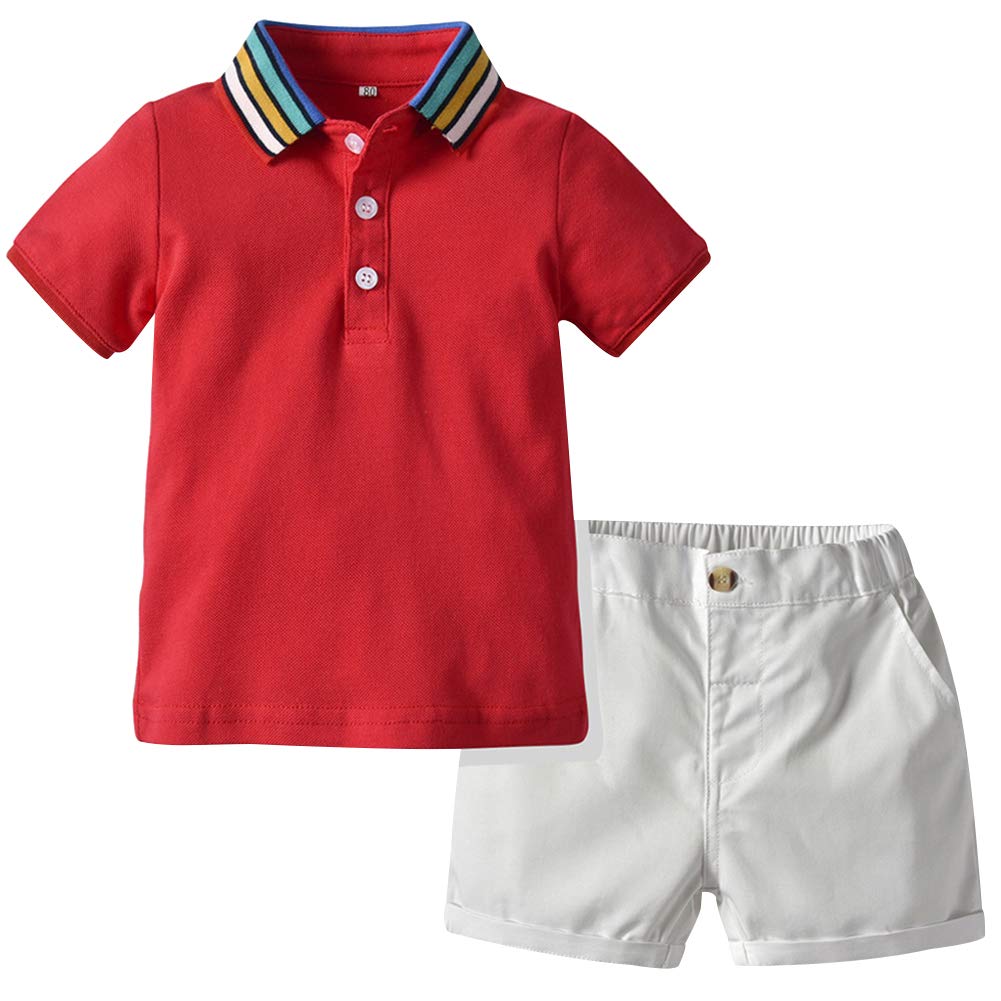 amropi Bebé Niños Conjunto de Pantalones Cortos Rayas Camisas y Pantalones Cortos Verano Conjuntos de Ropa para 0 a 6 años