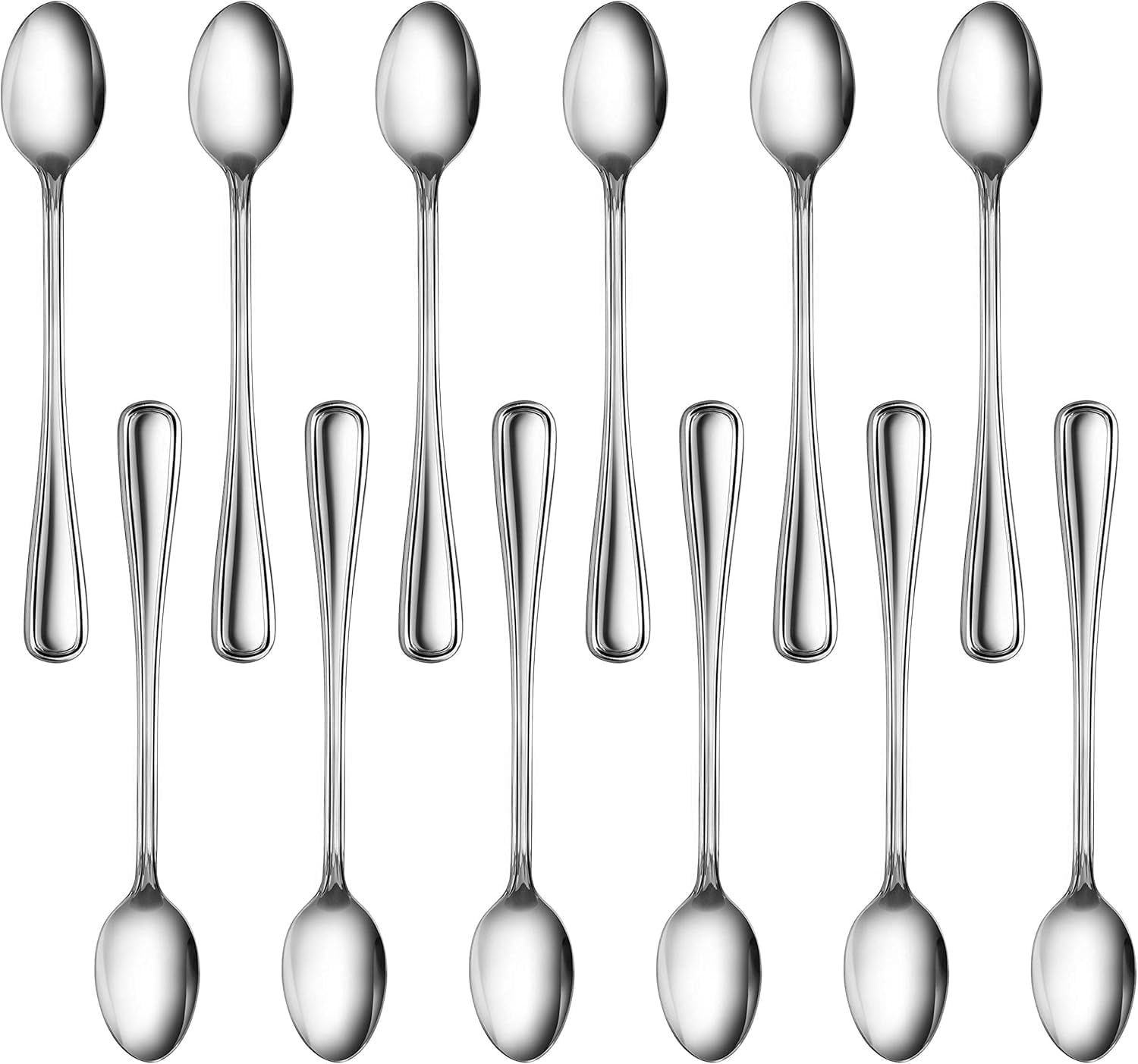 New Star Foodservice Slimline Pattern 18/0 Stainless Steel Iced Teaspoon, 7.5-Inch, Set of 12, Commercial Grade
