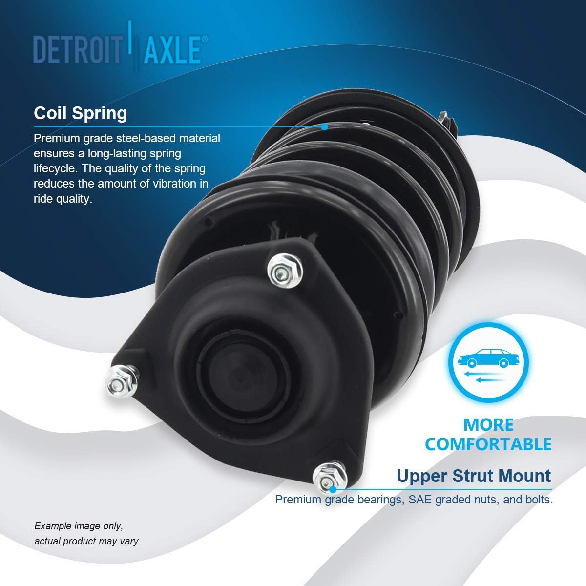 Detroit Axle - Front Passenger Side Strut and Coil Spring Complete Assembly for 2000-2006 Hyundai Elantra