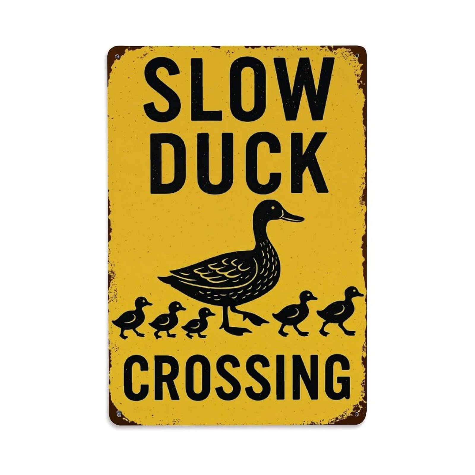 Jdfenggu Vintage Slow Duck Crossing Sign Pattern_1 Retro Metal Tin Sign, Decor Art Poster For Bar, Home, Man Cave, Kitchen, Laundry Room Gift 8X12inch
