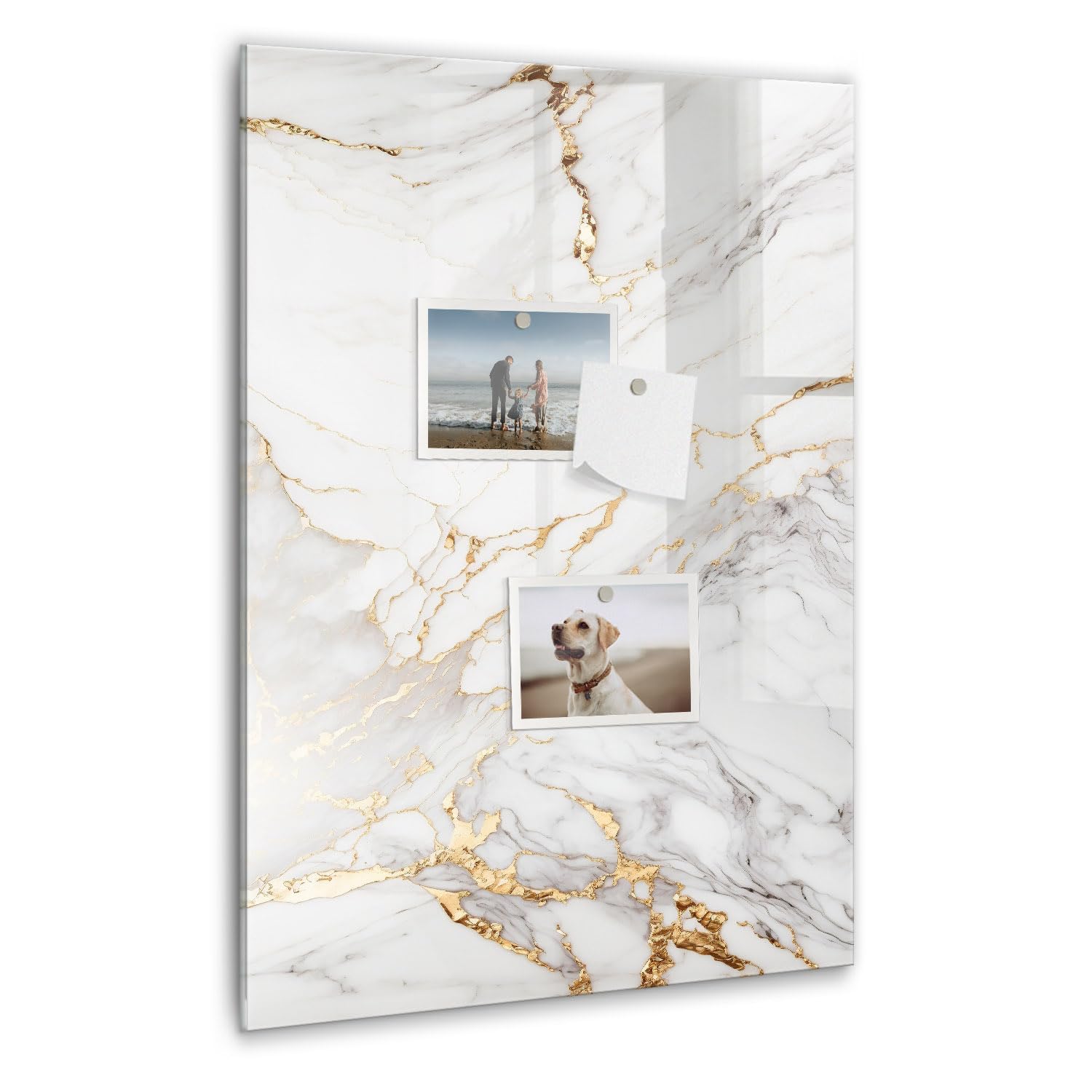 Glas-Magnettafel mit Neodym-Magneten, Marker & Schwamm | Hochwertiges Whiteboard aus gehärtetem Glas | Kratzfest, beschreibbar & ideal für Büro, Homeoffice, Küche- 40x60cm - Dekorativer Marmor