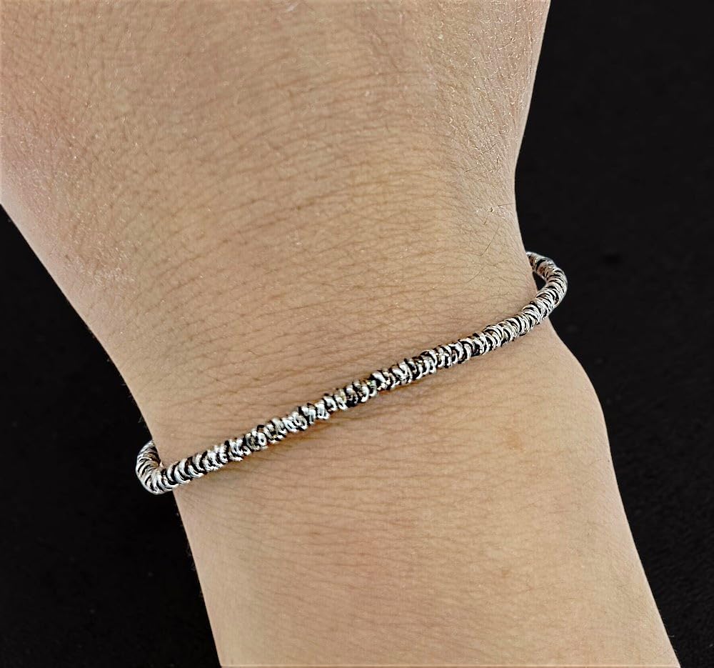 VLNET ® | Bracciale Spadarella Unisex | Argento 925 e Cotone Nautico Grigio | Fatto a Mano in Italia | Lunghezza 19 cm