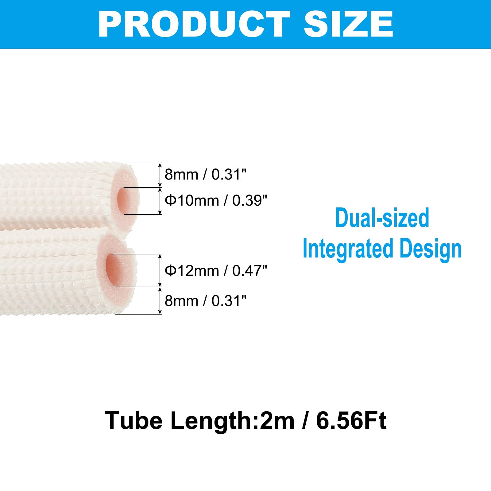 PATIKIL Tubo de Espuma Aislante para Tuberías, Aislamiento Térmico para Tuberías de Cobre de 1/4" y 3/8" Od, 2M de Longitud, Blanco/Rosa