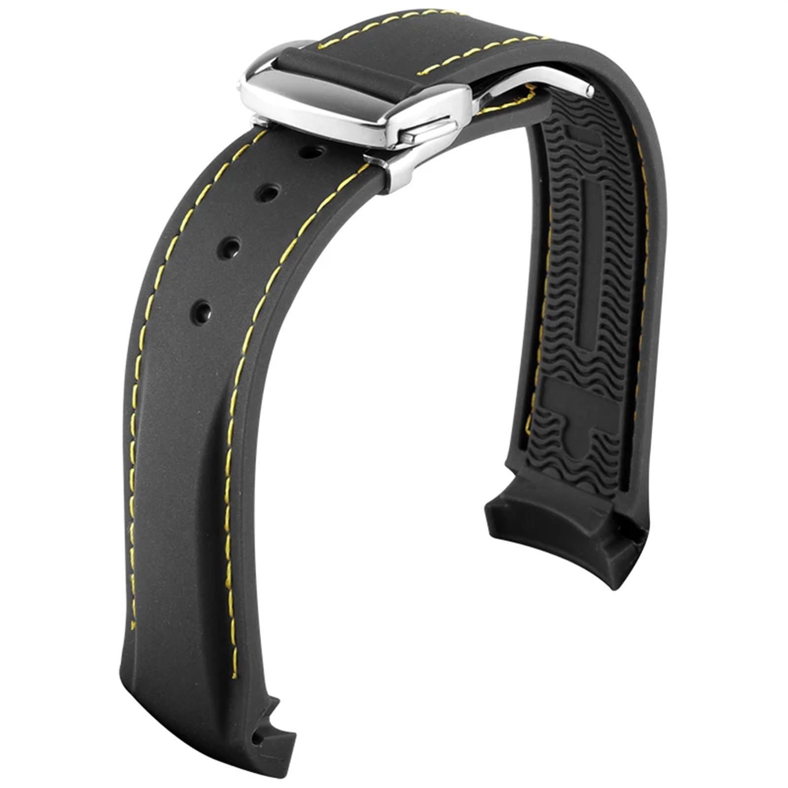 Cinturino per Orologio in Gomma con estremità Curva da 20 mm e 22 mm per Cinturini per Orologi con Fibbia Pieghevole Braccialetti di Lusso Cinturini in Silicone