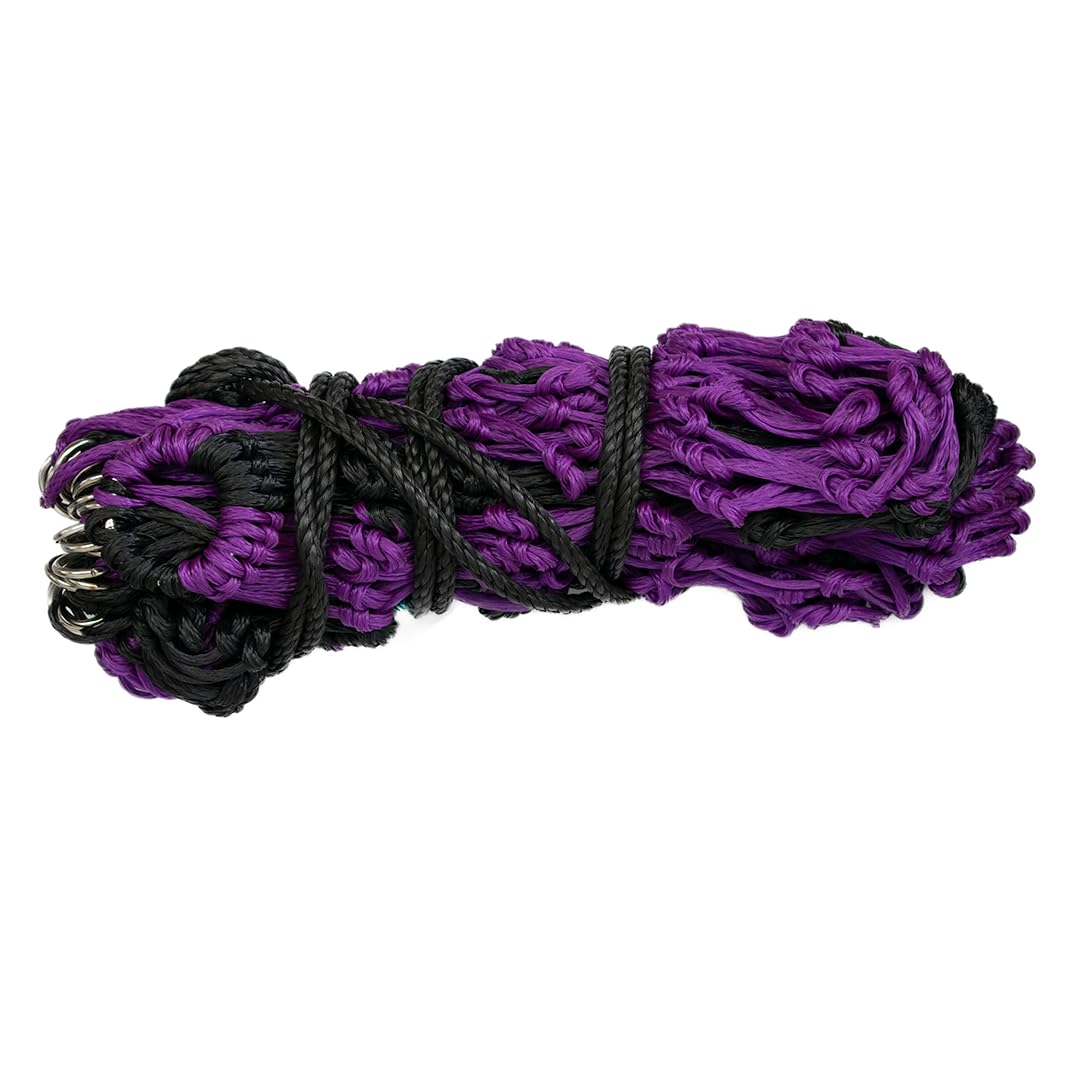 GS Equestrian 50" Haynet – Small Hole (2") Slow Feed Hay Net for Horses – Durable HDPE, 22 Rings, Reduces Waste for Stable, Field & Travel (Black/Purple, 50")