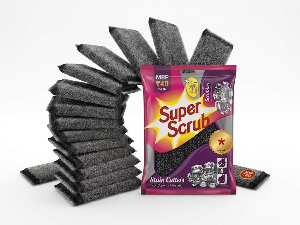 Black Kitchen Scrub Pad Pack of 12, Non-Scratch Cleaning-image-25