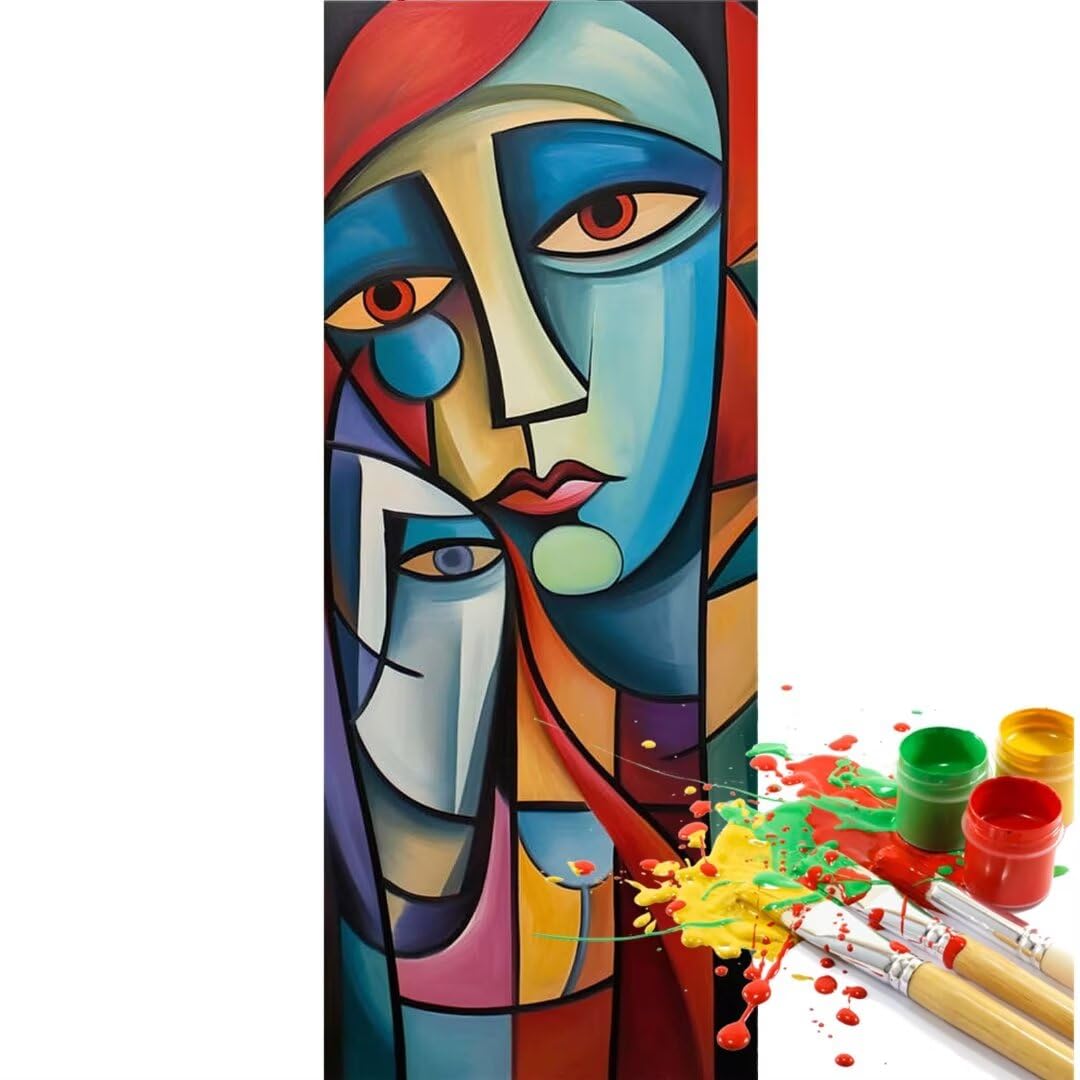 Malen Nach Zahlen Abstrakt Gesicht Malen Nach Zahlen Erwachsene Anfänger, DIY Set Ölgemälde Malen Nach Zahlen XXL, Acrylfarben Painting by Numbers Geschenk Wanddekoration 50x100cm (Ohne Rahmen)-YH526